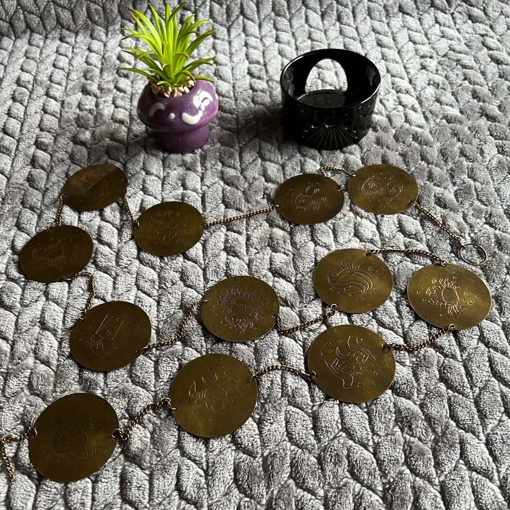 Zodiac Witch Decor Bundle (Candle Holder, Astrology Hanging, Mushroom Succulent)